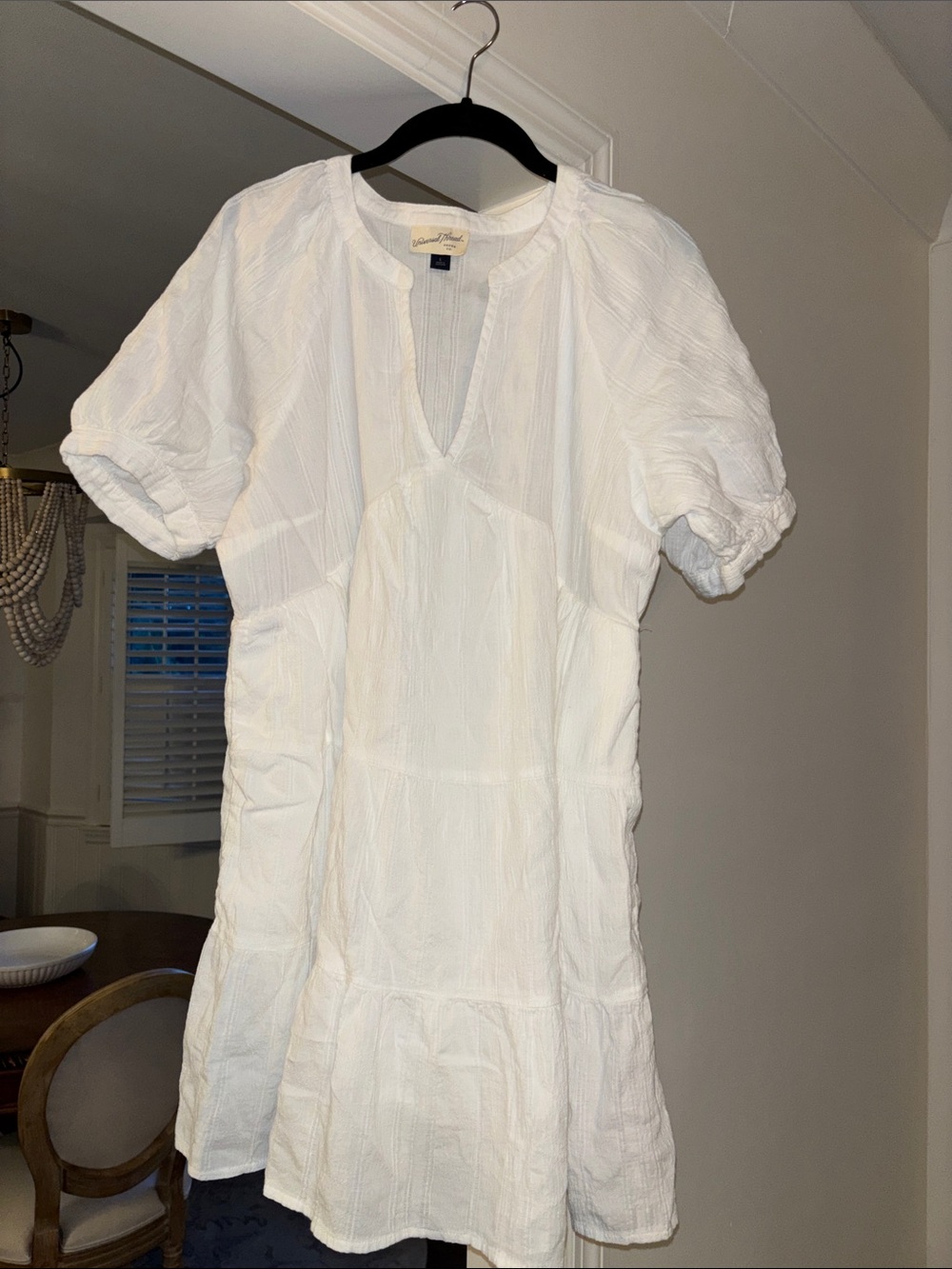 Universal Thread White Textured Midi Dress